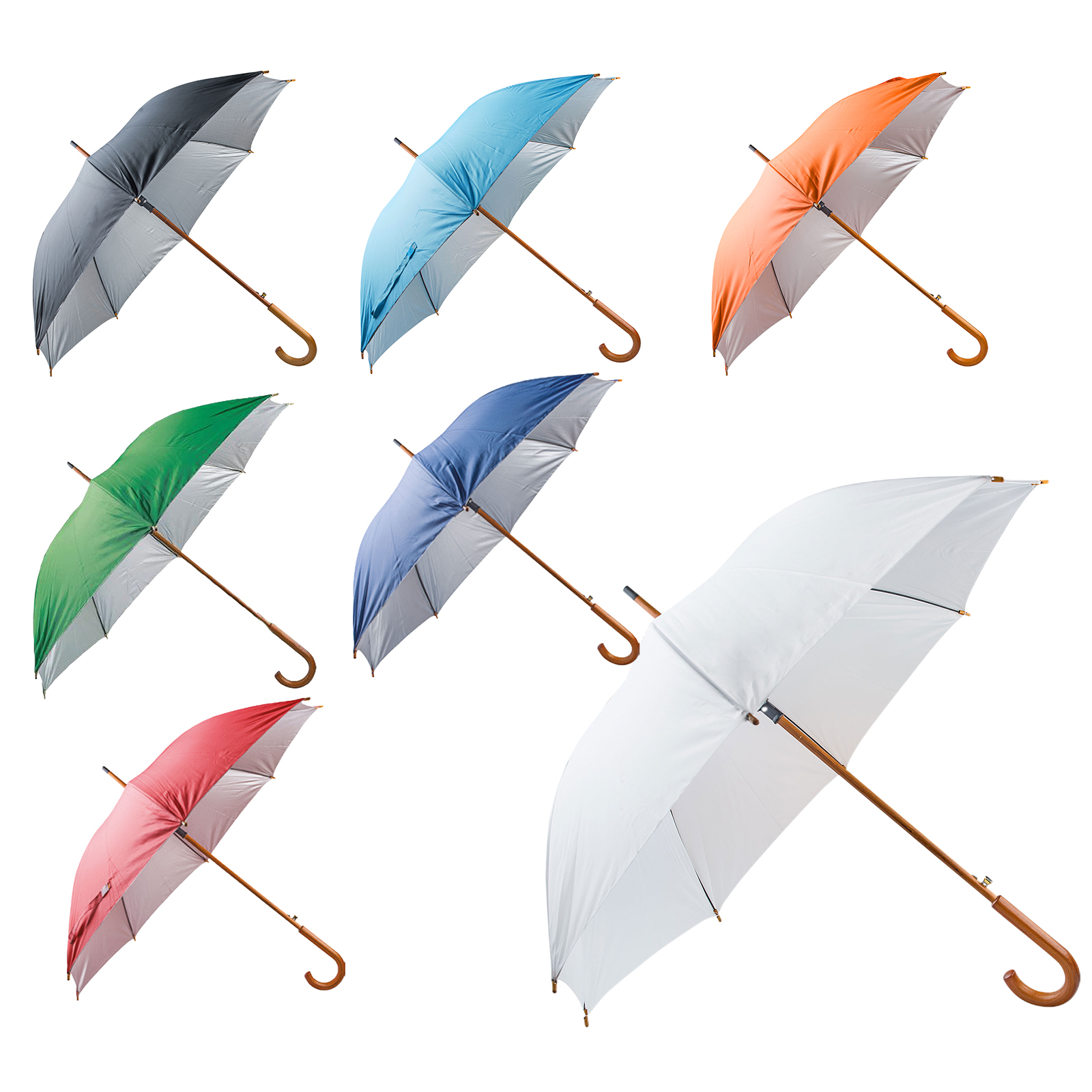 MANGOSTAN SİYAH AHŞAP SAPLI ŞEMSİYE